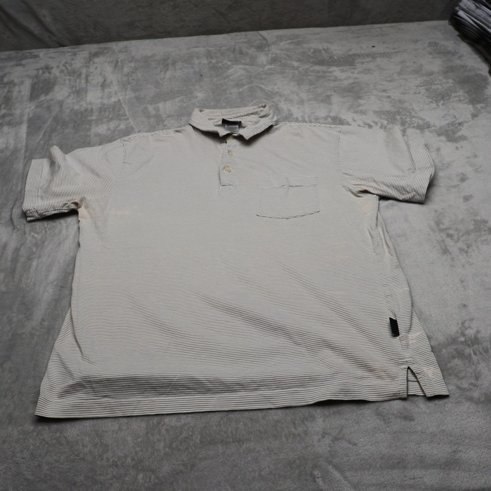 Patagonia Polo Shirt Mens Small White Striped Squeaky Clean Short Sleeve Casual